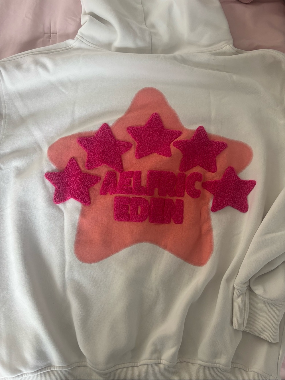 White Hoodie with Pink Star Graphic - Picture 2 of 2